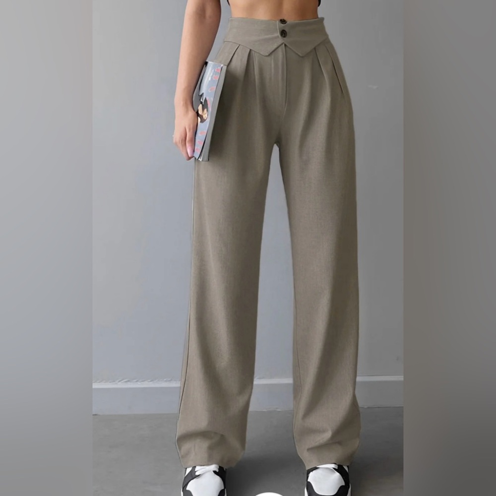 Commense Olive-Taupe Straight Leg Pants